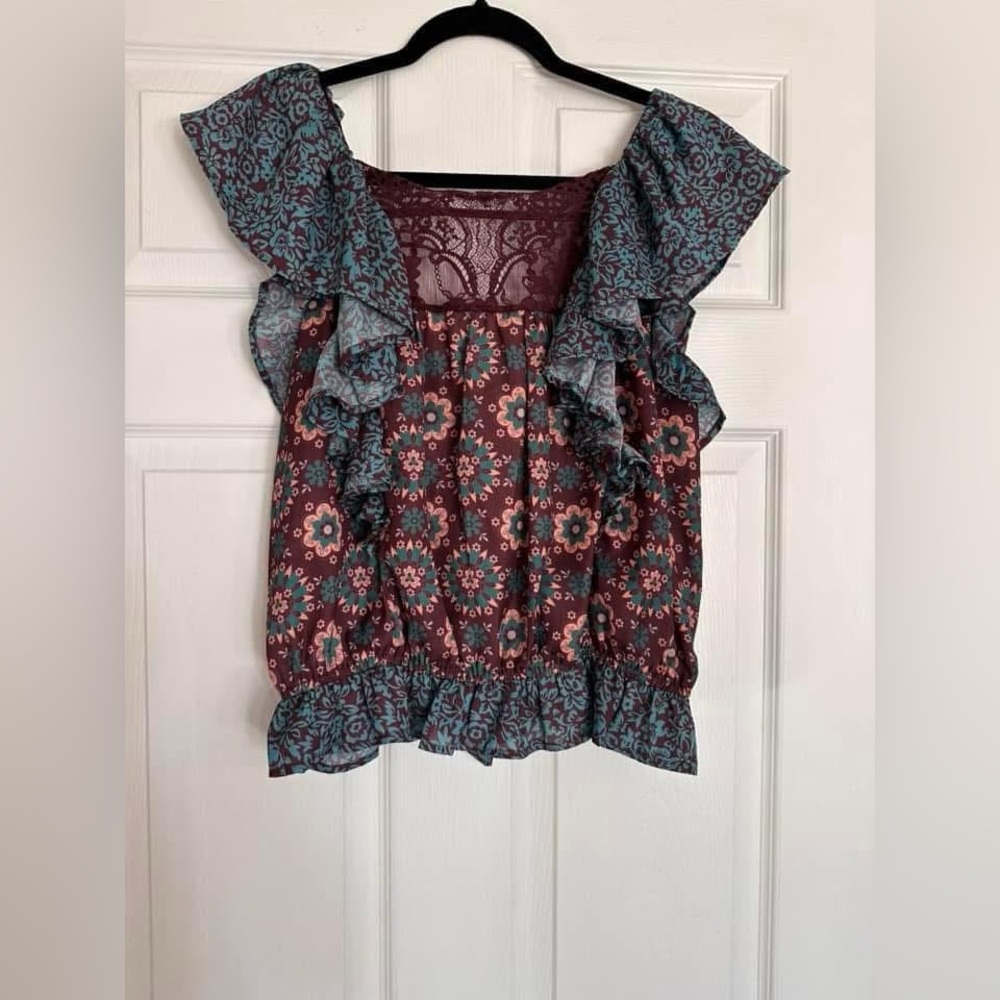 NWT Porridge Anthropologie Gathered Lace Blouse Sz Small - Picture 4 of 5